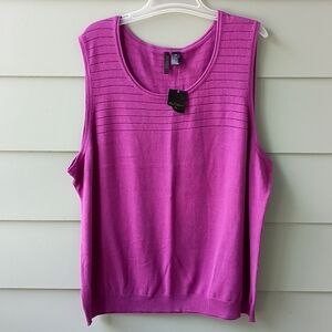 Nue Options Womens Purple Sleeveless Scoop Neck Sweater Top Vest Metallic 3X NWT